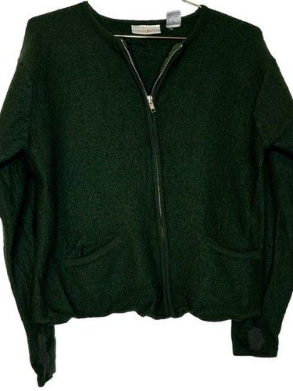 Preswick & Moore 100% Women's Wool Vintage Full Zip Cardigan Sweater Green Small